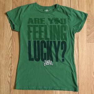 Lucky Charms Women’s Short-Sleeved Crewneck Green T-Shirt, Size M